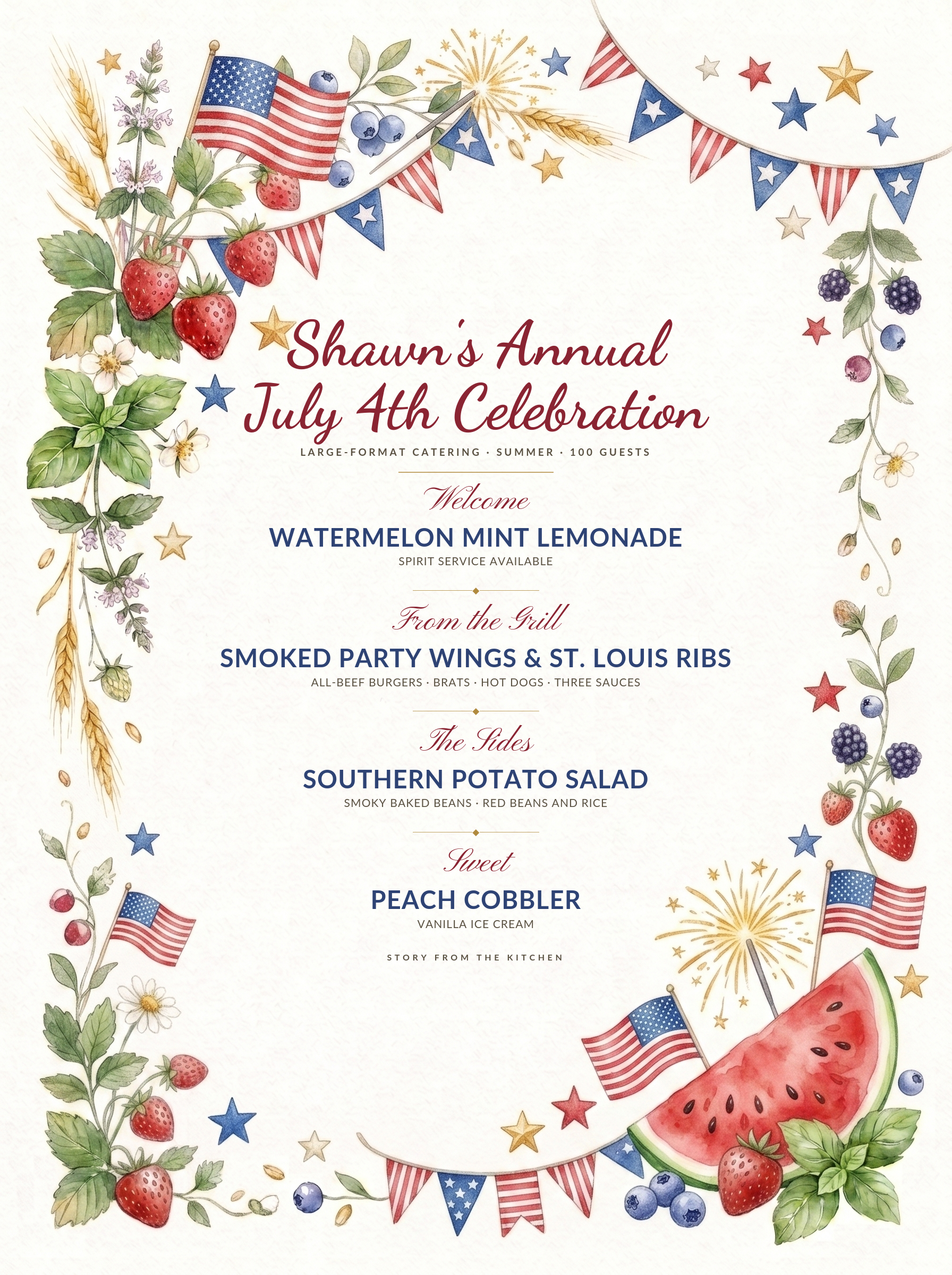 Menu IX — Shawn's Annual July 4th Celebration