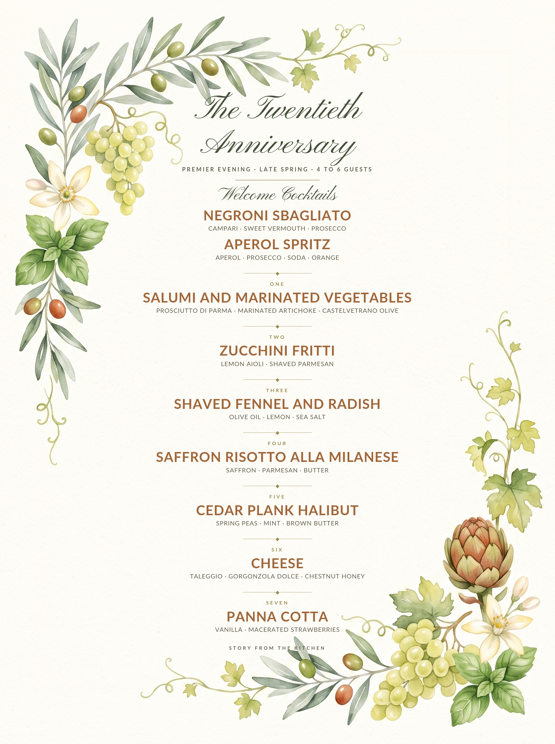 Menu V — The Twentieth Anniversary