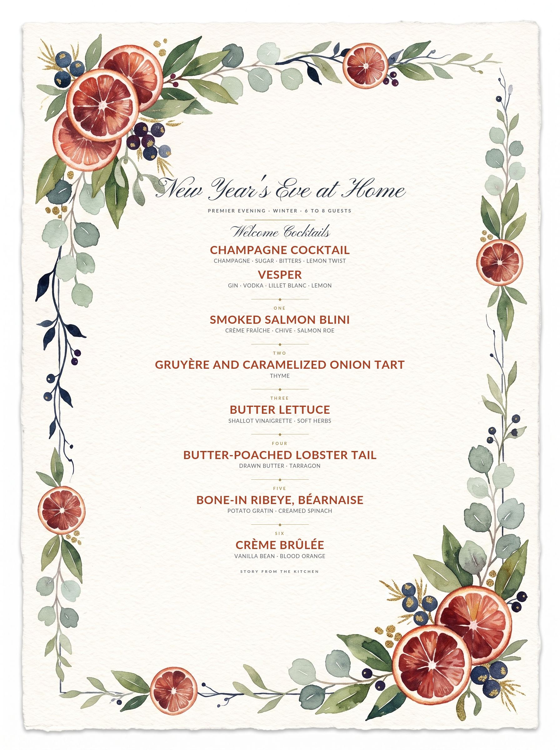 Menu VII — New Year's Eve at Home